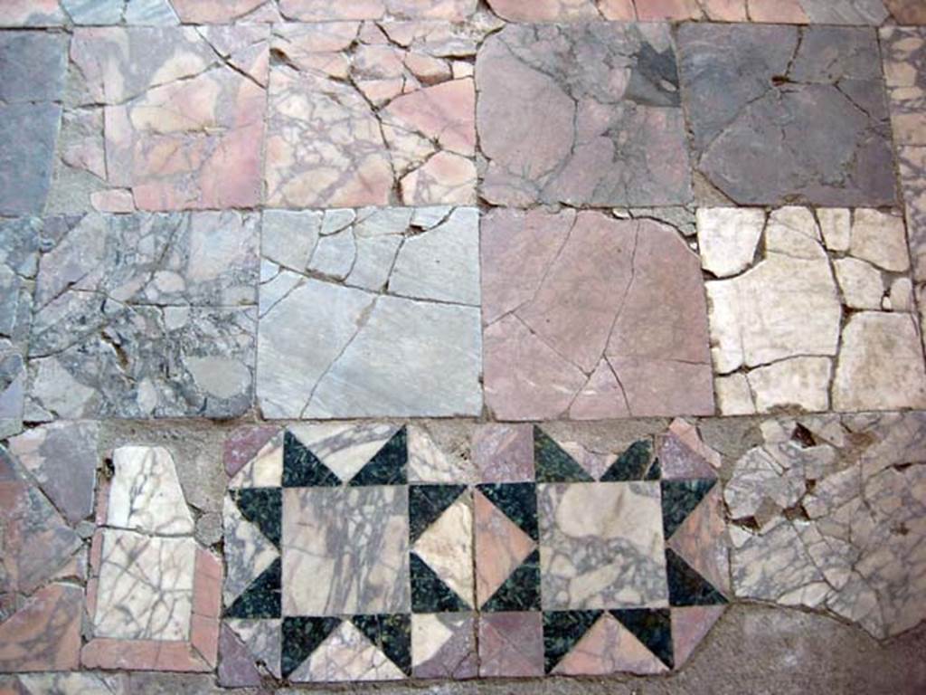 Ins. Or. 1. 2, Herculaneum. July 2009. Detail of opus sectile flooring in Marble Salon.
Photo courtesy of Sera Baker.